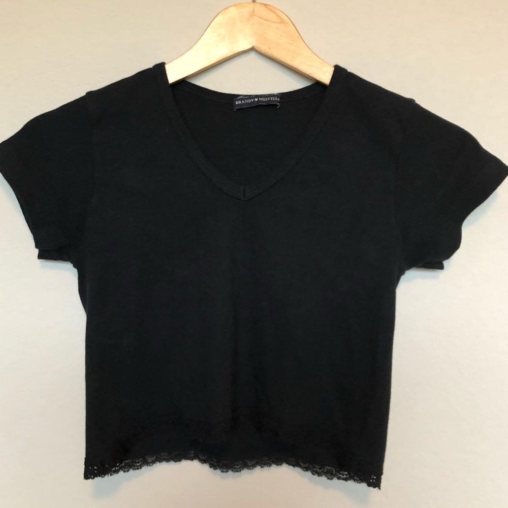 Brandy Melville Black Crop Lace Trim